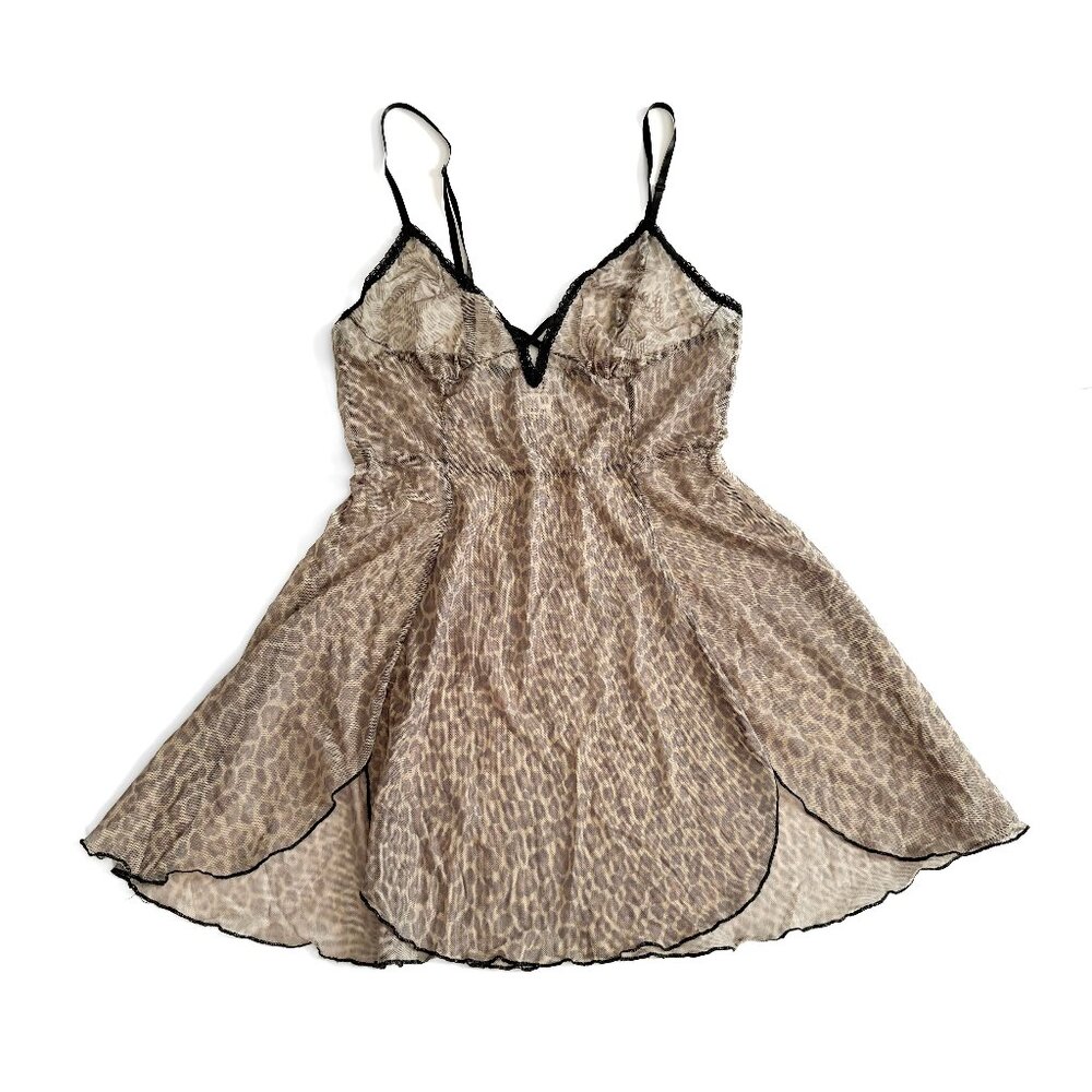 Vintage Sheer Leopard Print Lingerie Dress